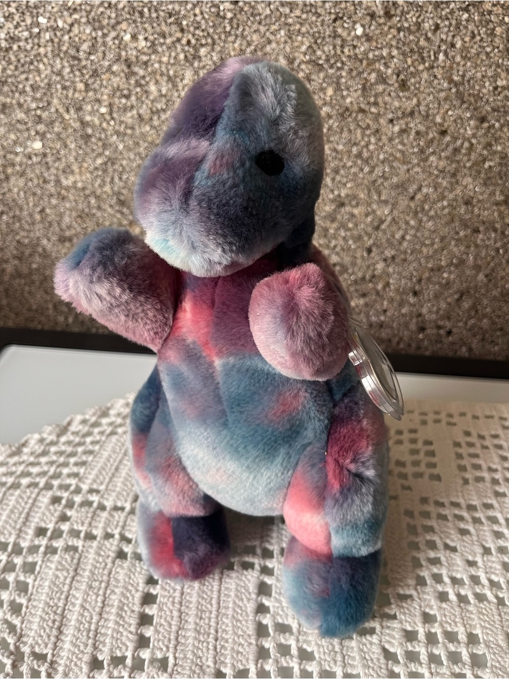 Ty Tie-Dye Plush Beanie Buddy Dino in Blue, Purple, Pink